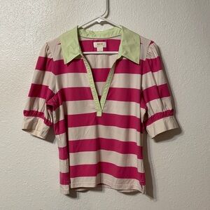 Anthropologie Maeve Stripe Polo Top Large
